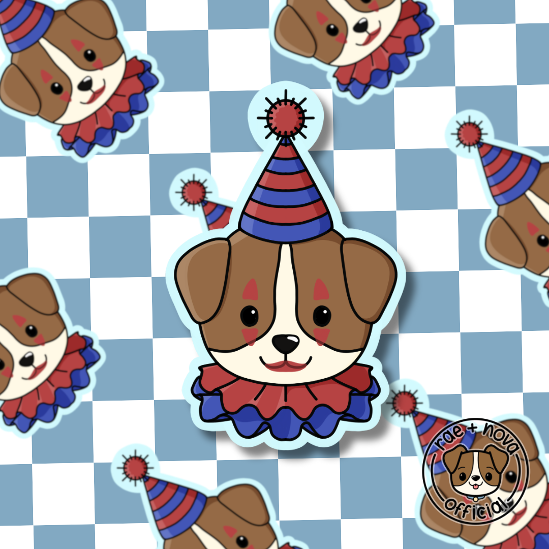 Clown Pup Sticker