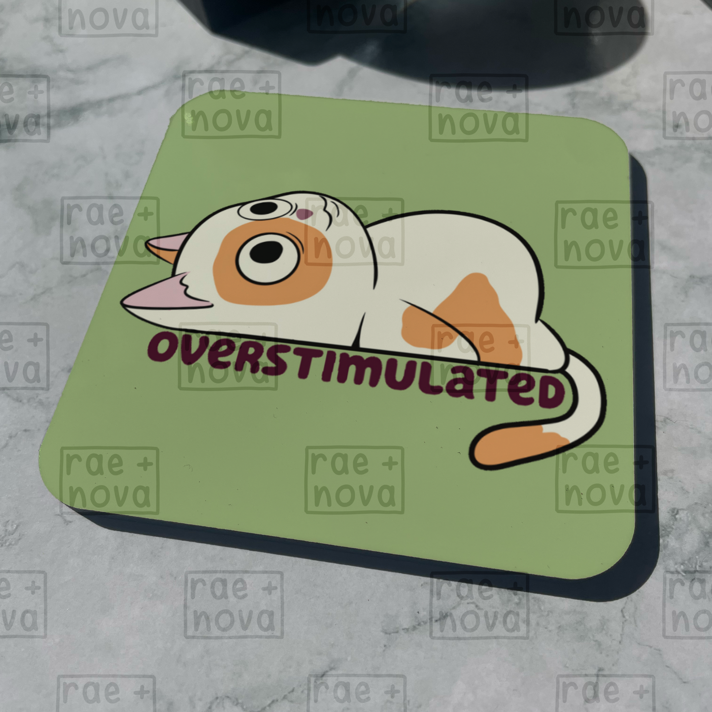 Overstimulated Cat Coaster