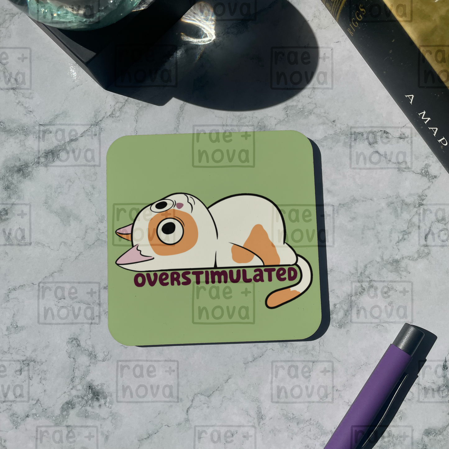 Overstimulated Cat Coaster
