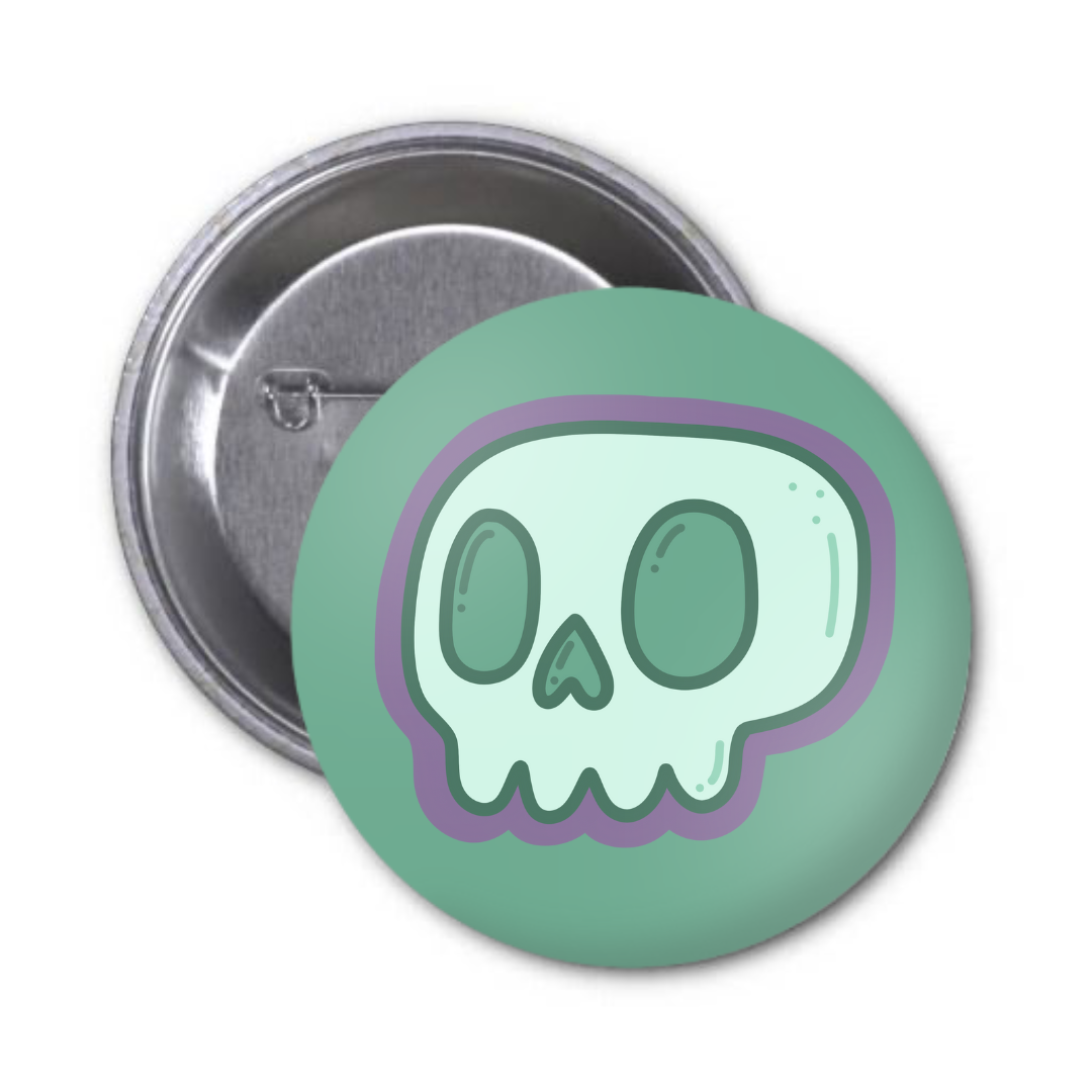 Green Skull Button Badge