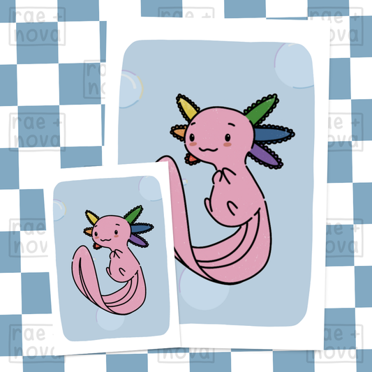 Rainbow Axolotl Art Print