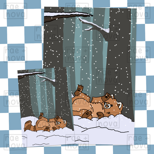 Red Panda Winter Art Print