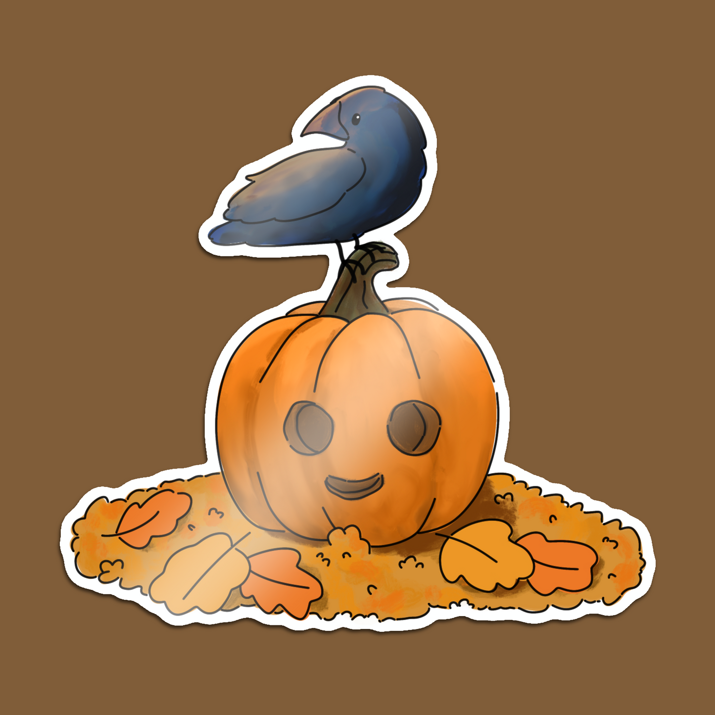 Pumpkin And Crow Sticker