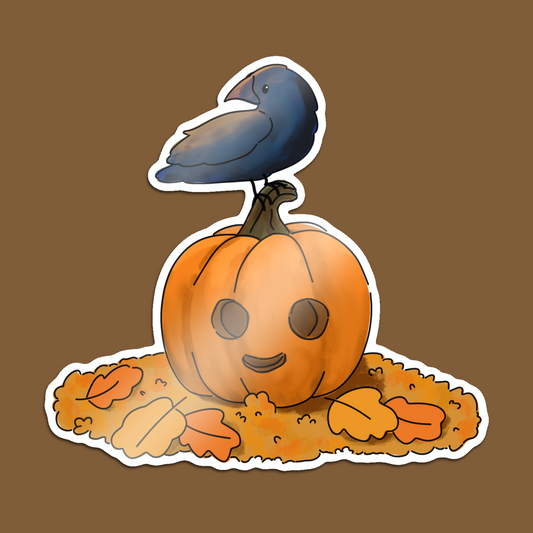 Pumpkin And Crow Sticker