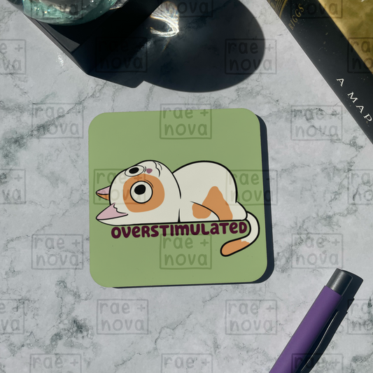 Overstimulated Cat Coaster