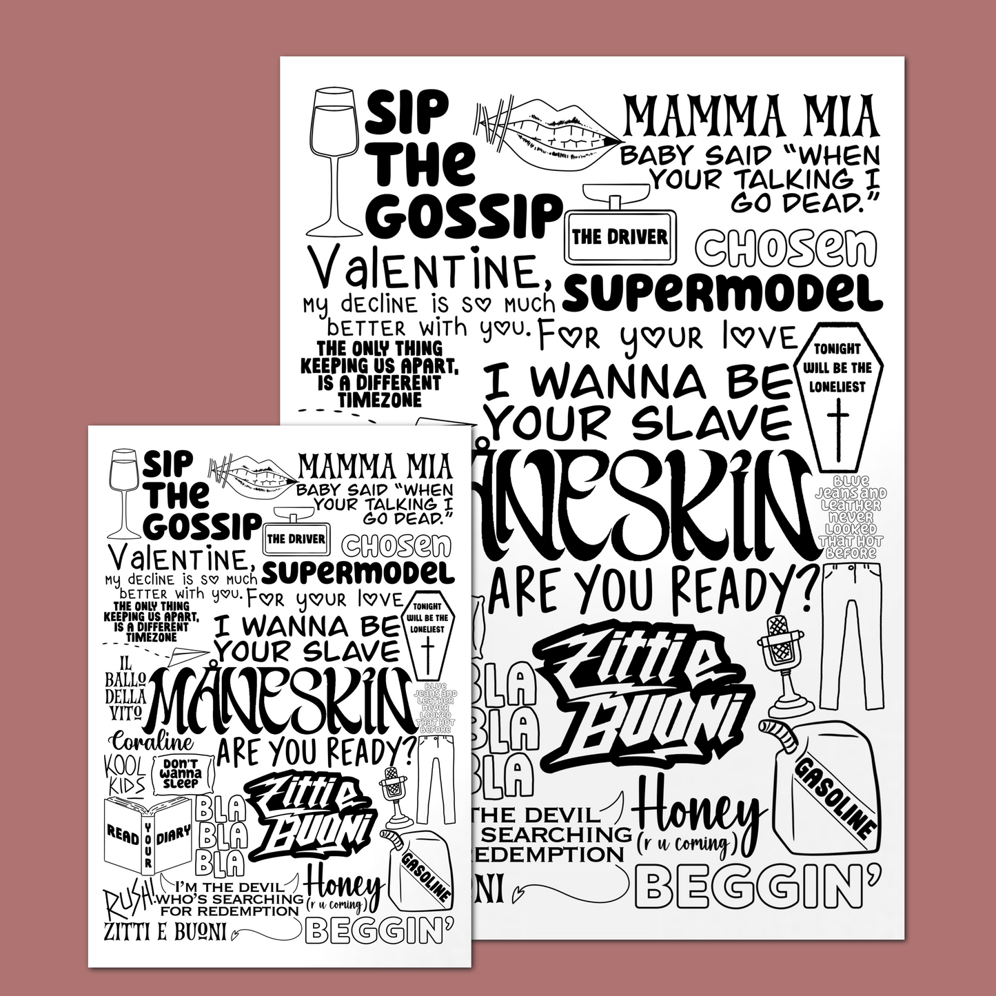 Maneskin Doodle Print