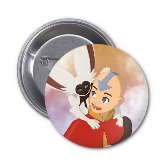 Aang and Momo Button Badge
