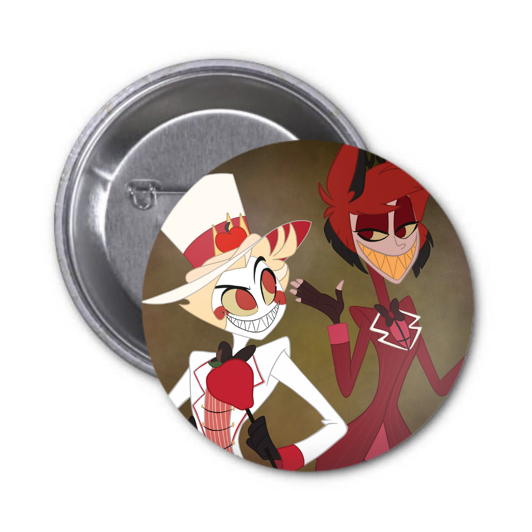 Alastor and Lucifer Button Badge