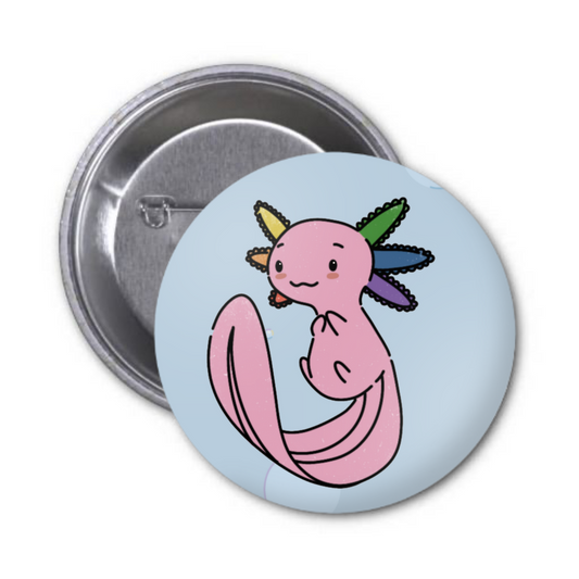 Rainbow Axolotl Button Badge