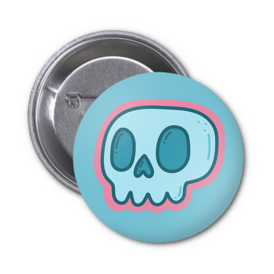 Blue Skull Button Badge