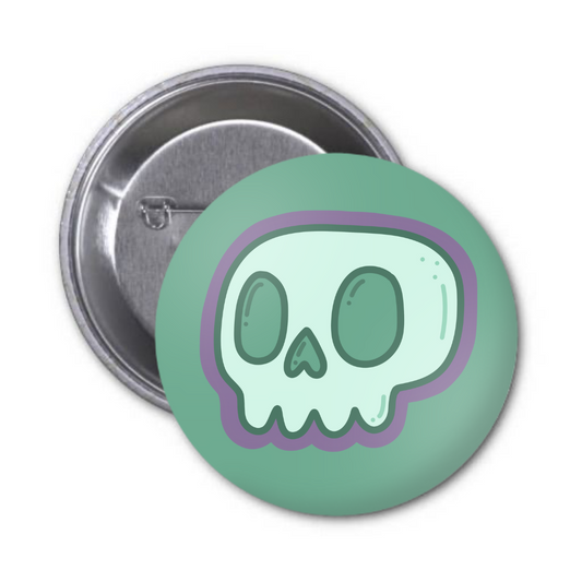 Green Skull Button Badge