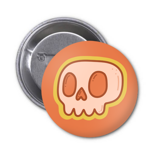 Orange Skull Button Badge