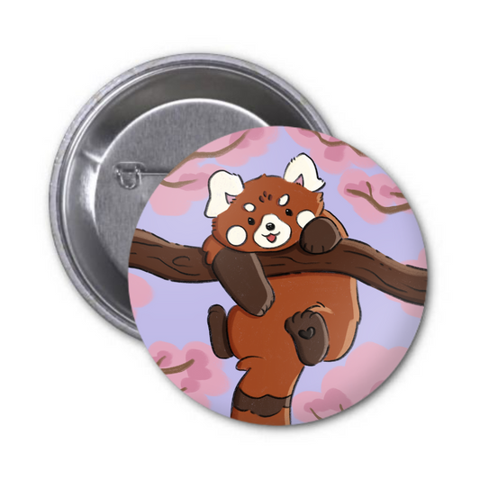 Red Panda Spring Button Badge