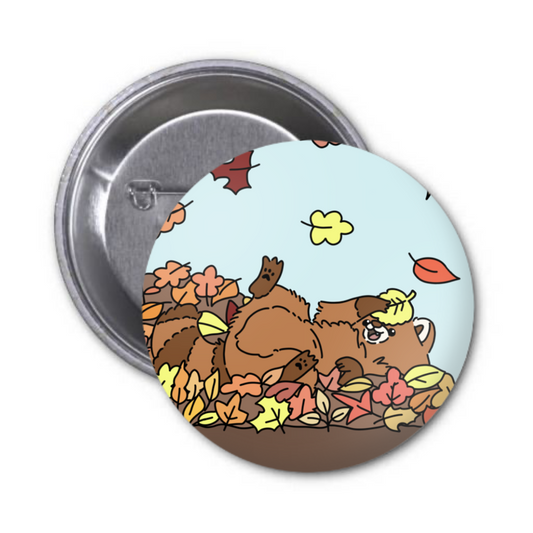 Red Panda Fall Button Badge