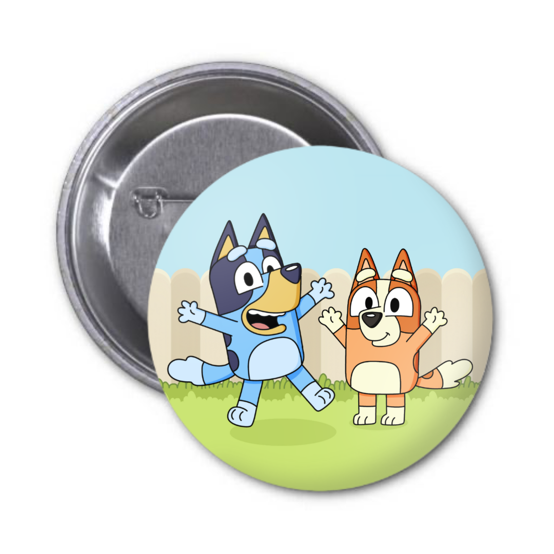 Bluey and Bingo Button Badge